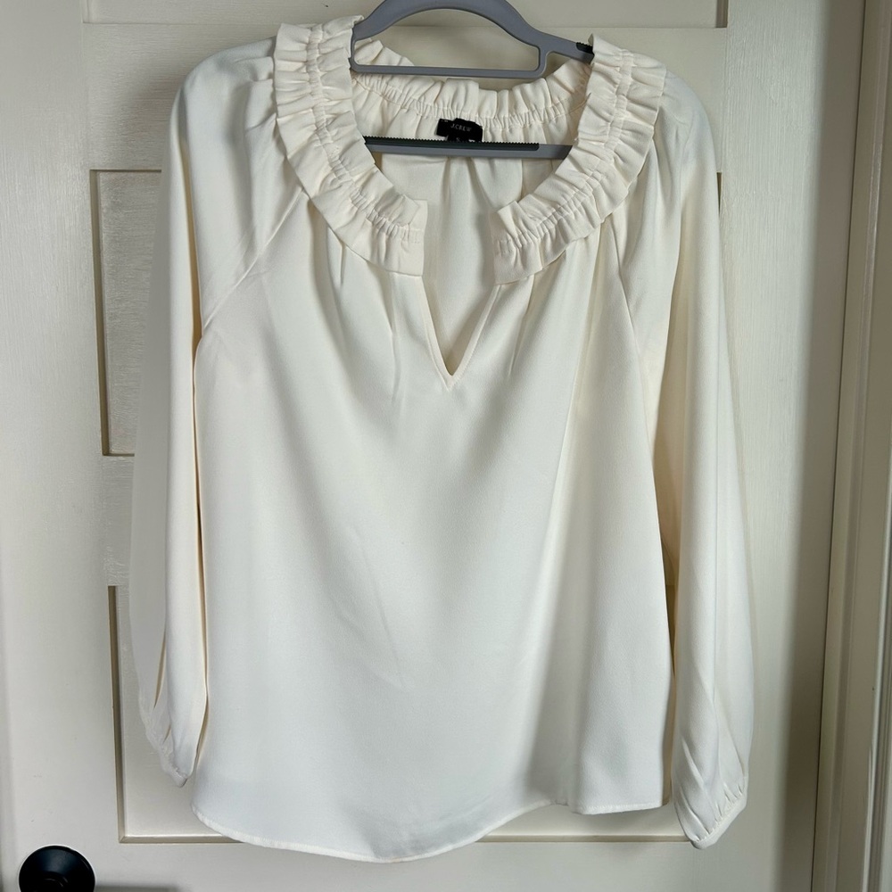 J Crew Ruffle Neck Blouse